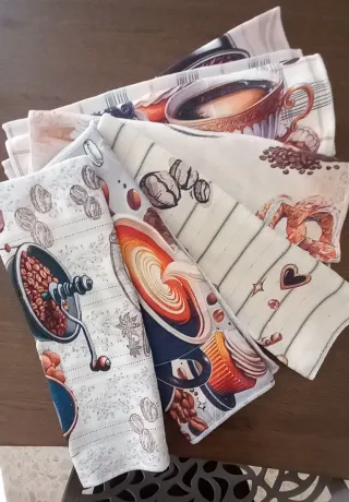 Lotto 6 strofinacci a tema caffè