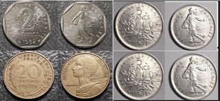22 Monete Francia 1946-1999 per Arte