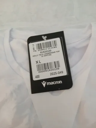 Maglia sportiva Macron bianca taglia XL