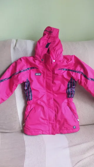 Traje de nieve niña fucsia y cuadros
