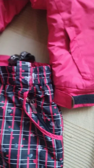 Traje de nieve niña fucsia y cuadros