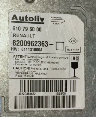 Centralita Airbag Autoliv 8200962363 Renault
