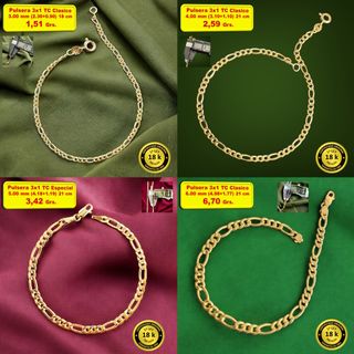 Pulsera 3x1 Varias Oro 18 Kilates