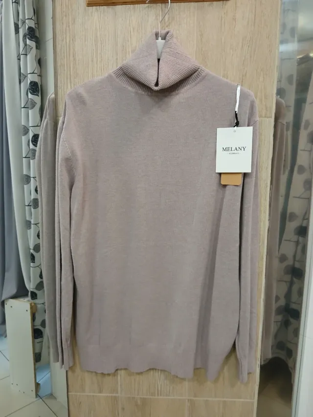 Jersey MELANY cuello alto beige talla única