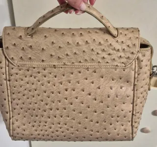 Borsa beige effetto struzzo