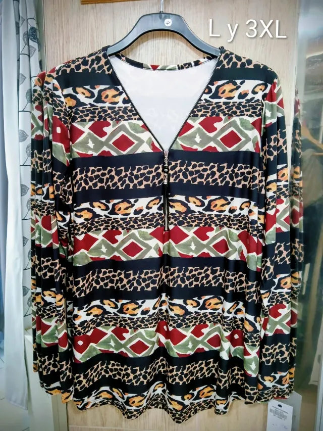 Camiseta estampada cremallera Talla 3XL