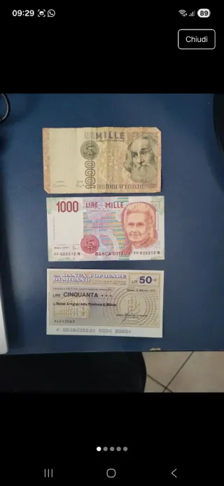 Lote 2 Banconote Lire Italiane 1000 e 50