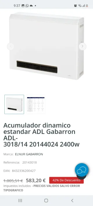 Acumulador Calor Elnur Gabarron ADl3018
