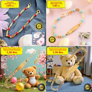 Pulsera Niño y Niña Oro 18 Kilates