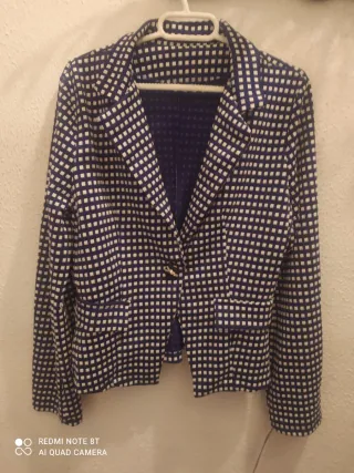 Chaqueta blazer cuadros azul y blanco nuevo