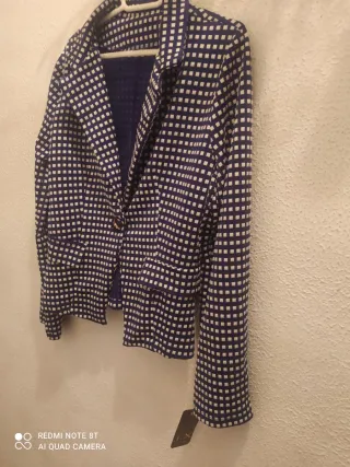 Chaqueta blazer cuadros azul y blanco nuevo