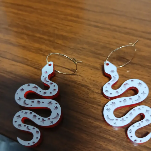 Pendientes serpiente rojos acrílico s