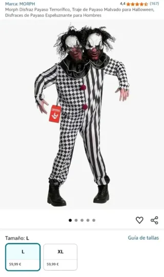 Disfraz Payaso 2 Cabezas Morph Talla L