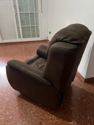 Sillón Eléctrico Reclinable Piel Marrón Confort
