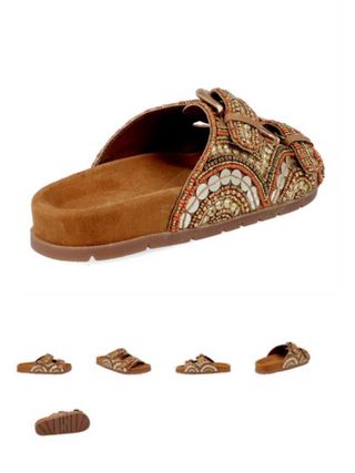 Sandalias pala abalorios doradas y multicolor