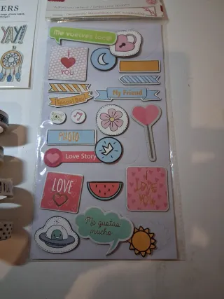 Set 4 Cintas de Papel y Stickers Manualidades