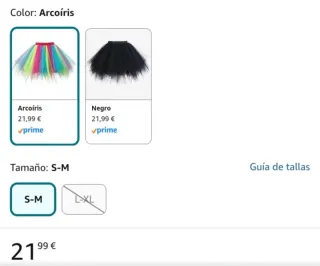 Falda Tutú Tul Multicolor Talla L-XL