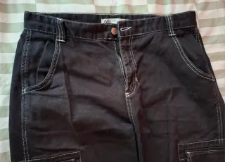 Pantalón Cargo Zara Talla 42 Negro