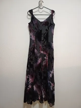 Vestido fiesta terciopelo negro y morado