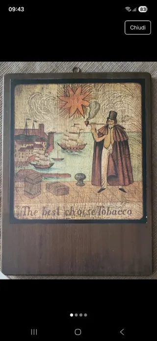 Quadretto in legno con scena marina