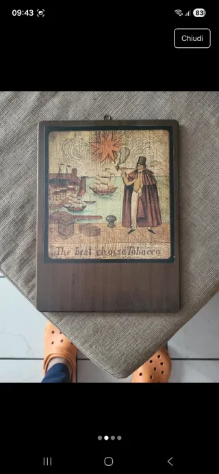 Quadretto in legno con scena marina