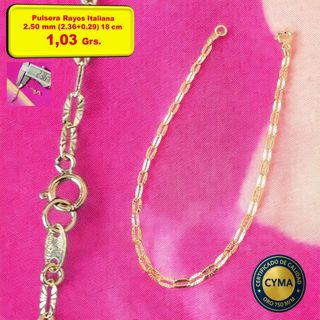 Collar y Pulsera Rayos Italiana Oro 18k