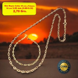Collar y Pulsera Rayos Italiana Oro 18k