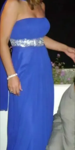 Vestido elegante azul plateado talla M