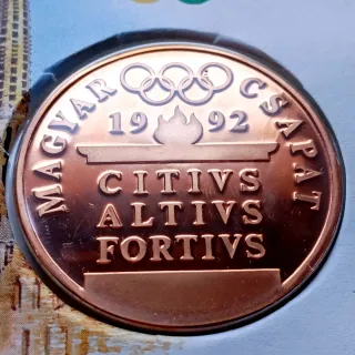 Ñ09X13C. Medalla y sellos Hungría Barcelona 92