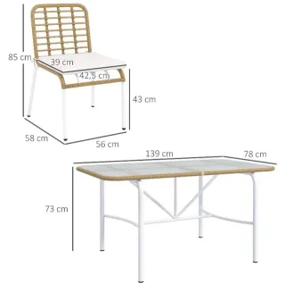 Conjunto Mesa y 6 Sillas Jardín