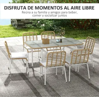 Conjunto Mesa y 6 Sillas Jardín