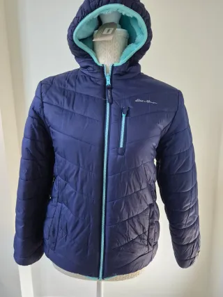 Chaqueta Eddie Bauer impermeable azul y turquesa