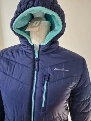 Chaqueta Eddie Bauer impermeable azul y turquesa