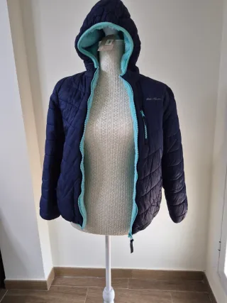 Chaqueta Eddie Bauer impermeable azul y turquesa