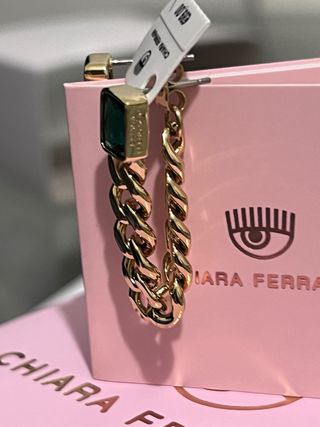 Orecchini Chiara Ferragni acciaio oro e verdi