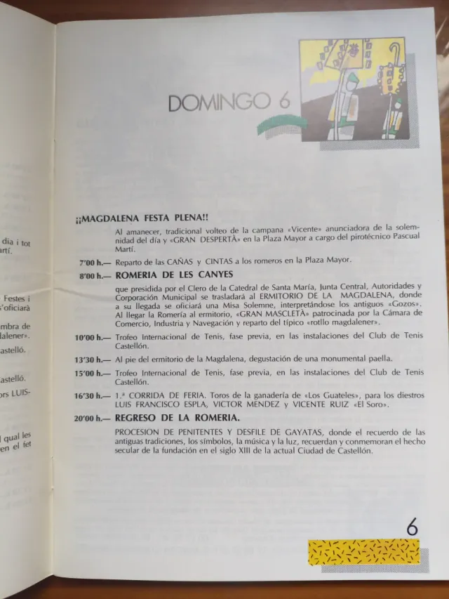 Programa oficial de Fiestas Magdalena 1988