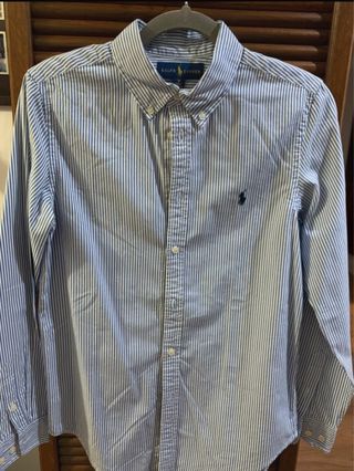 Camisa Ralph Lauren Rayas Azul y Blanca. 16 años.