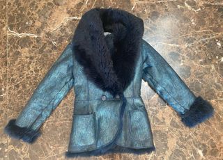 Abrigo Piel Emanuel Ungaro Azul/Negro