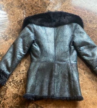 Abrigo Piel Emanuel Ungaro Azul/Negro