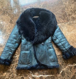 Abrigo Piel Emanuel Ungaro Azul/Negro