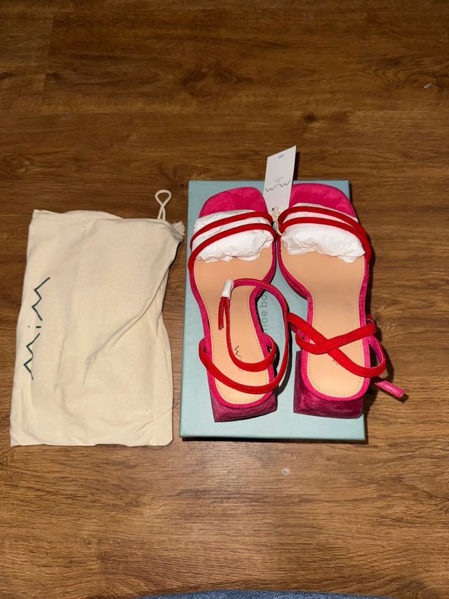 Sandalias tacón MiM rosa y rojo nuevas