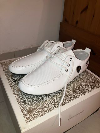 Mocassini bianchi similpelle uomo