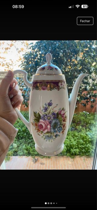 Bule Limoges em Porcelana Floral
