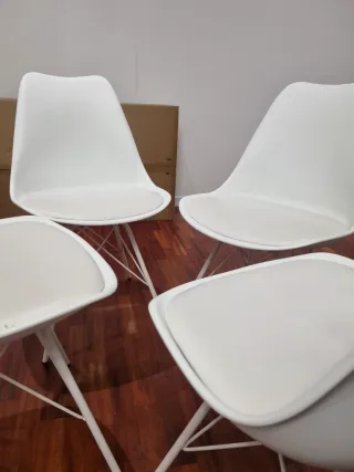 Set 4 Sedie Design Bianco Metallo Plastica