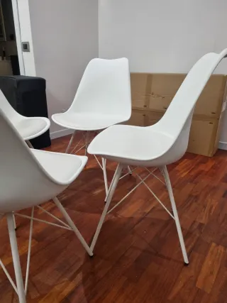 Set 4 Sedie Design Bianco Metallo Plastica