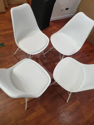 Set 4 Sedie Design Bianco Metallo Plastica