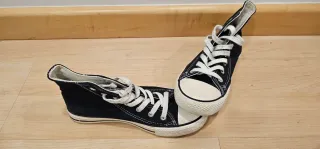 Zapatillas altas NYC de lona negras.