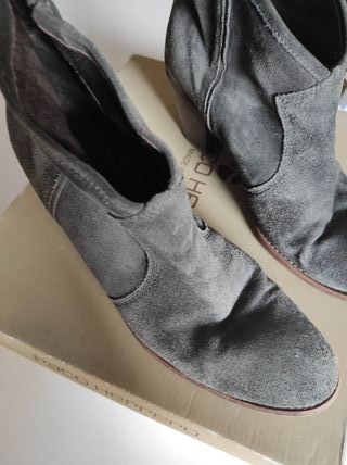 Botines Tacón Mujer Gris Talla 39 Paco Herrero