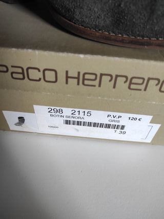Botines Tacón Mujer Gris Talla 39 Paco Herrero