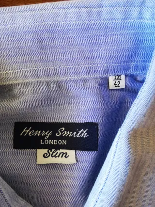 Camicia Slim Henry Smith Azzurra Spina di Pesce XL